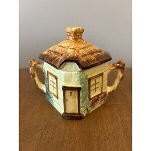 Vintage Keele Street Pottery  England English Cottage Shaped Sugar Bowl